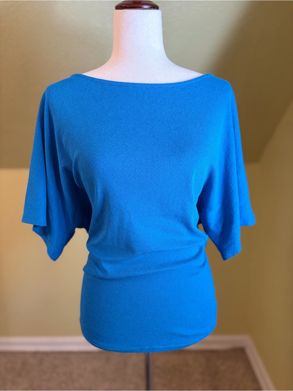 VTG Y2K Michael Stars Cobalt Blue Boatneck Dolman Sleeve Top One Size Fits Most